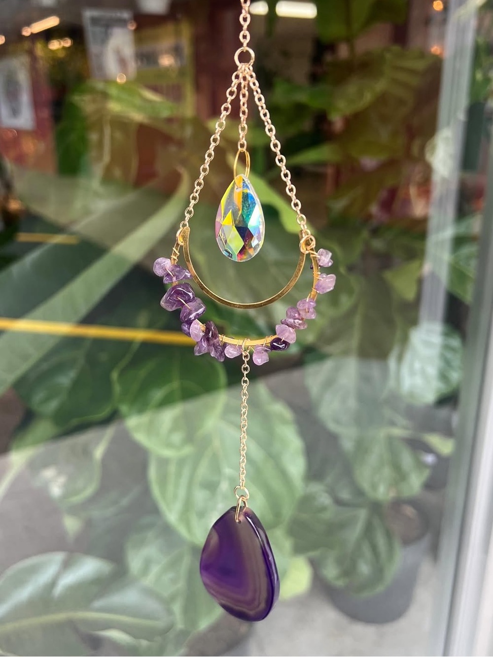 🆕New Amethyst Purple Agate Sun Catcher & Wind Chime - Picture 2 of 10